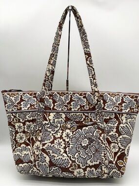 Vera Bradley Slate Blooms Miller Large Travel Overnight Bag Floral Print Zip